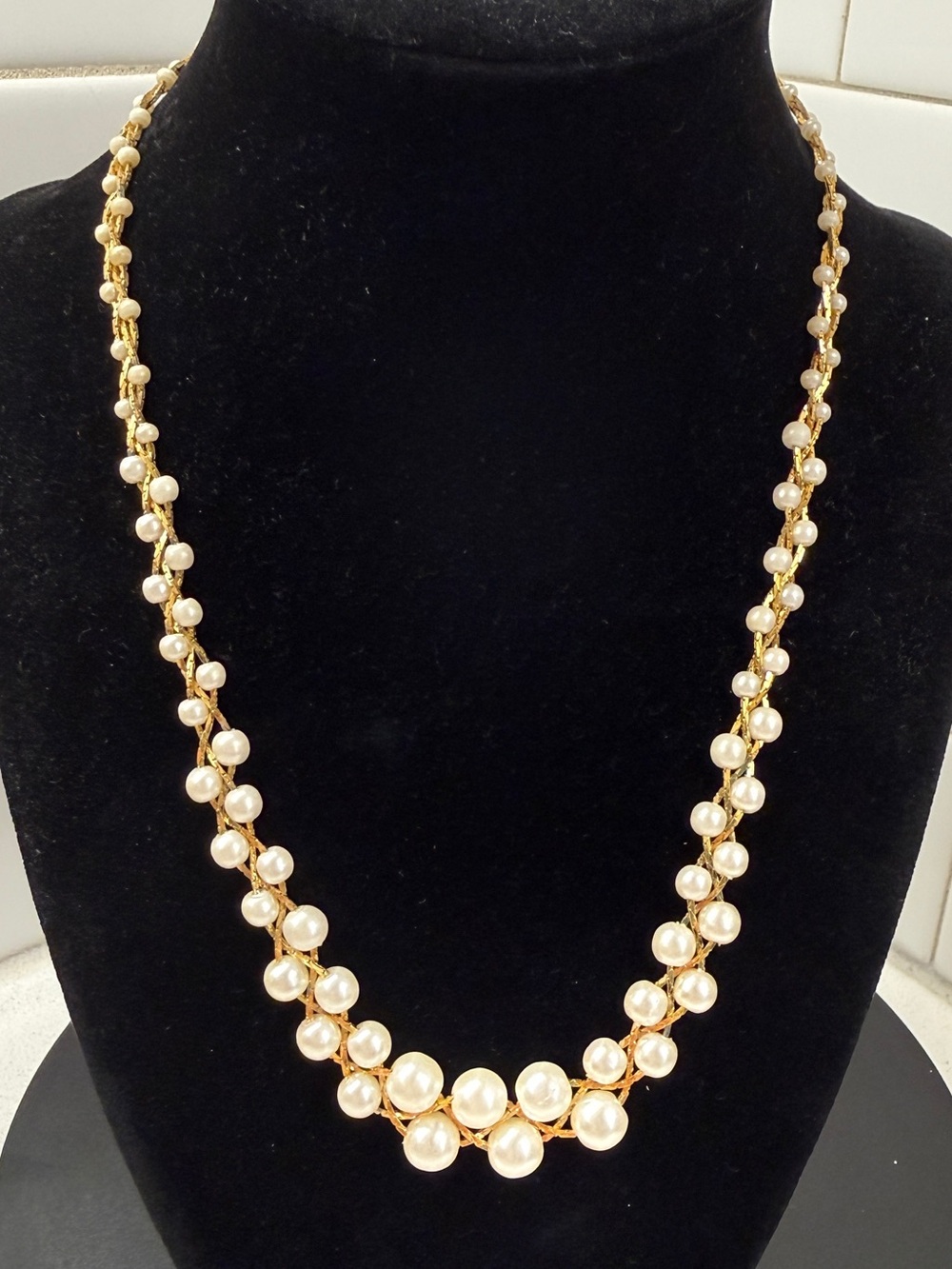 BC LIND Gold and Pearl Woven Necklace